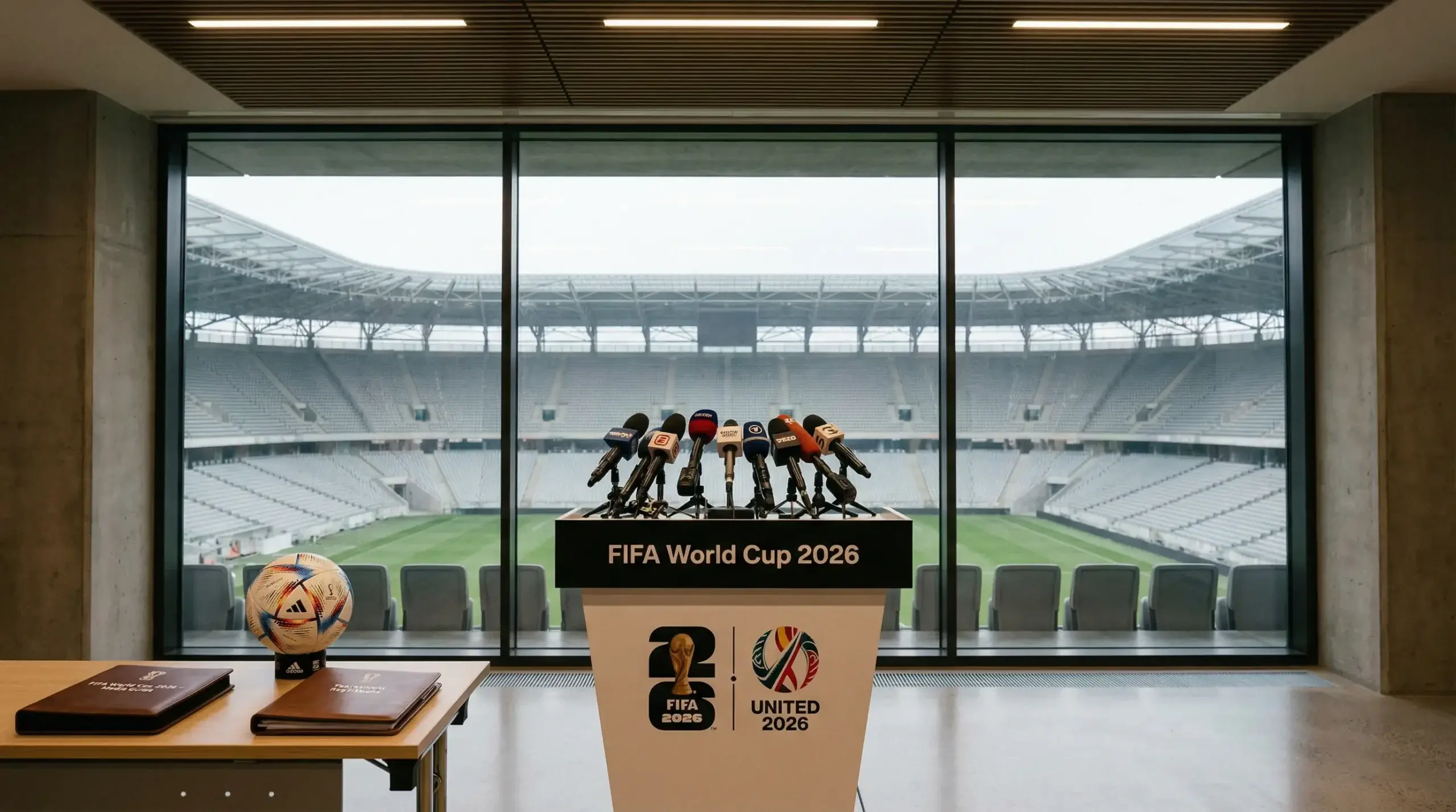 VM 2026 FAQ med fotbollsymboler och frågetecken mot mörk bakgrund